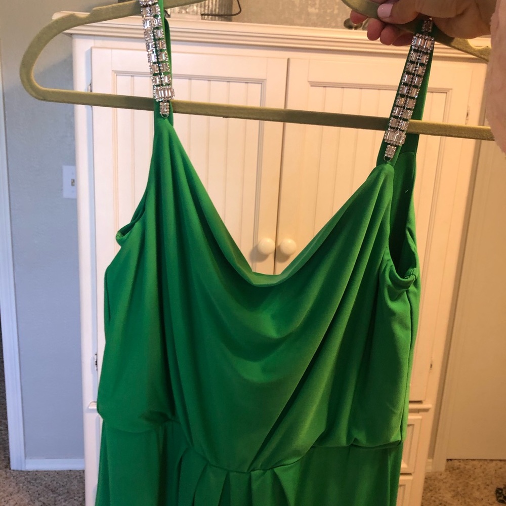Green Maxi Dress with Jeweled Straps